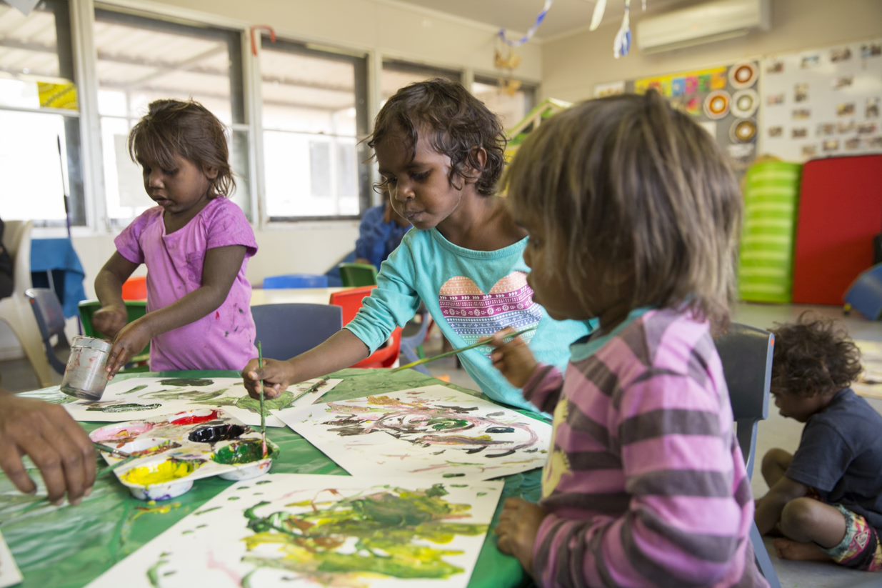 Aboriginal and Torres Strait Islander youth community in a painting class