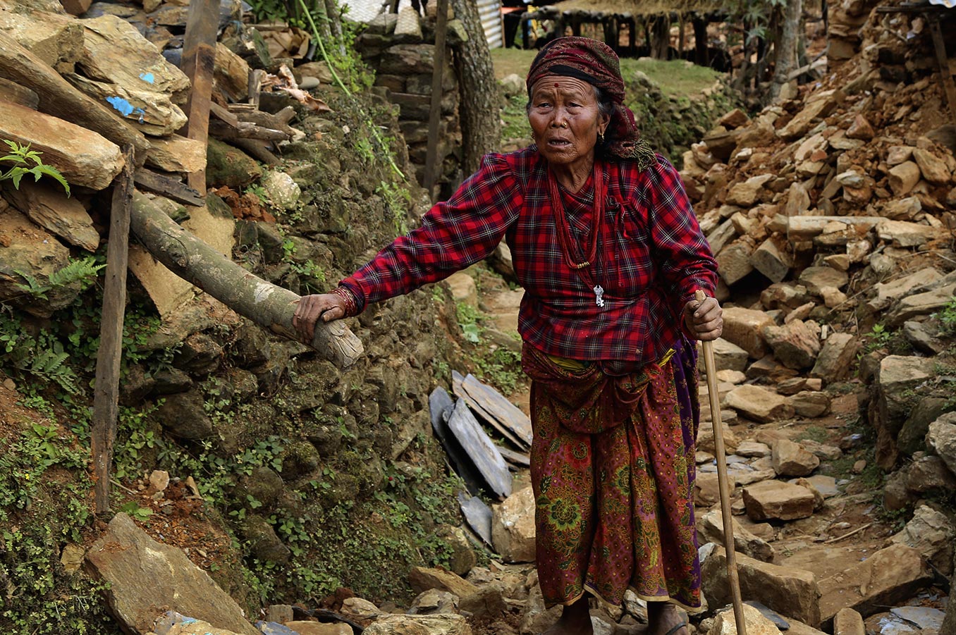 Woman in Nepal Earthquake rubble