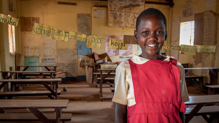Sherinah, 12, in her classroom, Uganda (2018)