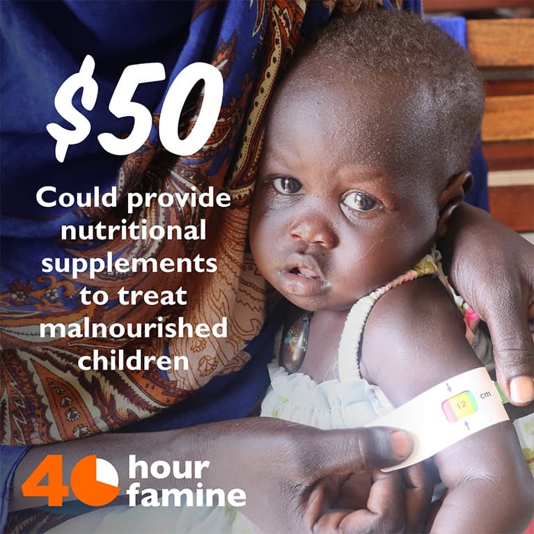 $50 could provide nutritional supplements to treat malnourished children