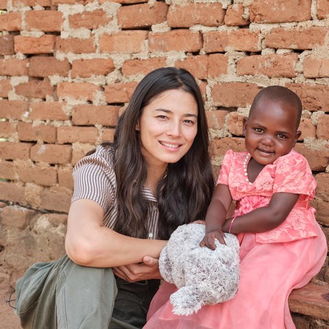 Jessica Gomes with her sponsored child