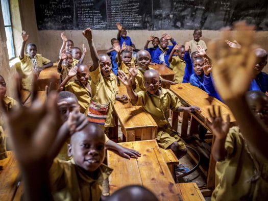 A classroom filled with young eager minds ready to learn and forge new futures in Uganda.