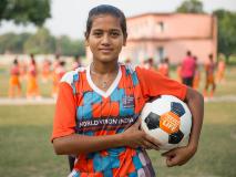 Shikha represents her school in inter-school tournaments as part of the football coaching class organised by World Vision in India.