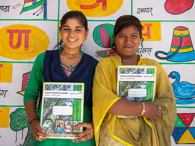 Community members in Kenya learning farming techniques