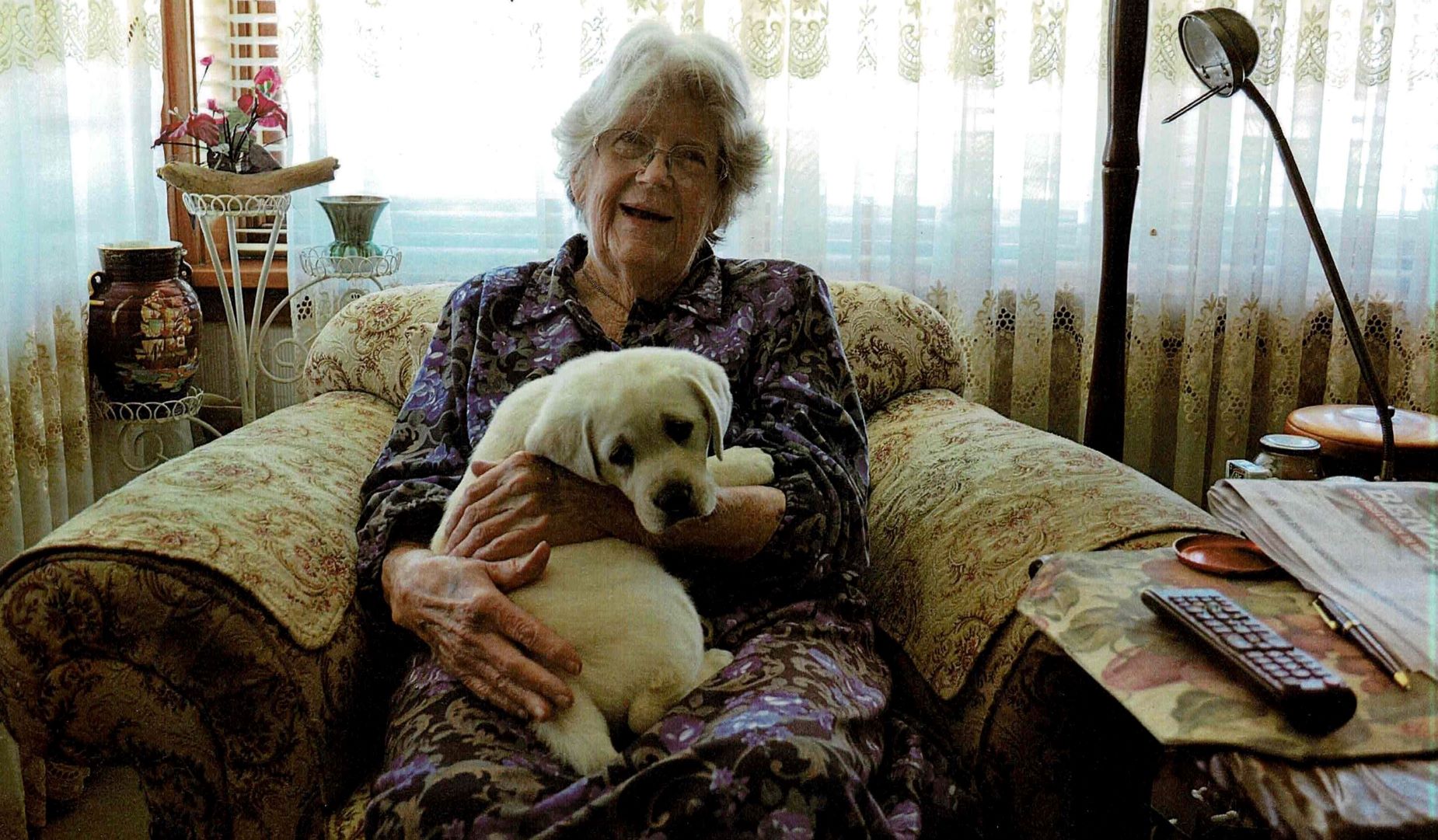 Sheila Woodcock with guide dog puppy