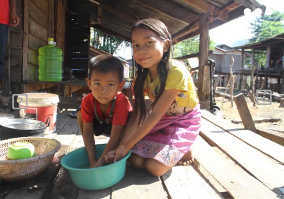 In Laos, World Vision is bringing clean water close to homes so children can easily wash their hands.